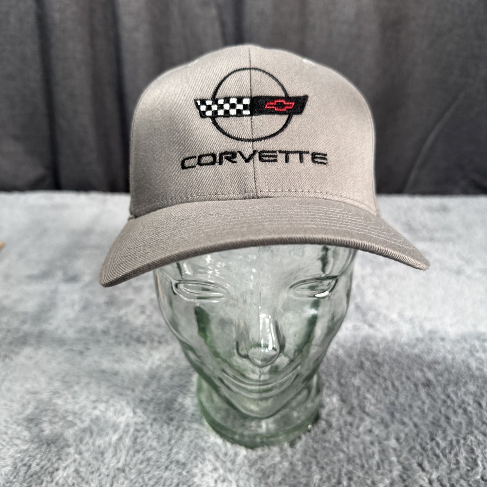 Corvette Car Club Racing Baseball Cap Gray Small/Medium Embroidered 6 Panel